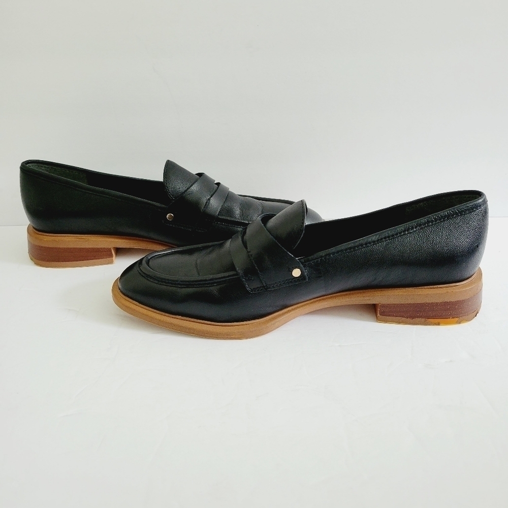 NEW Franco Sarto Black Leather Slip On Loafers